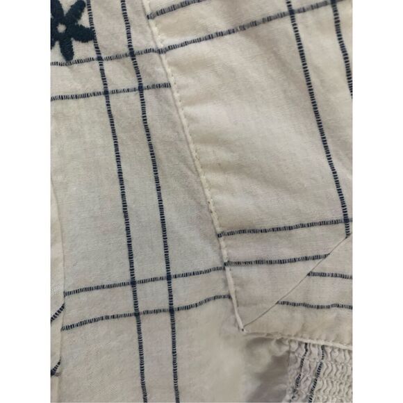 Madewell Loose Top Embroidered Windowpane Square-Neck Button-Down Small - Picture 7 of 9